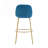 2-Piece Upholstered Barstools, Gold Metal Frame with Blue Cushion, Indoor Bar Stools