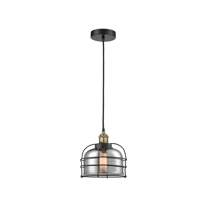 Luminaire suspendu 1 lumière Helladius, Laiton antique noir, Plaqué / fumée, H 10,25 po x l 9 po x P 9 po