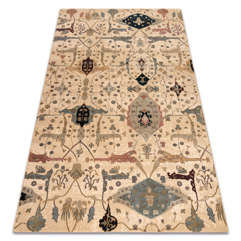 Zack Oriental Wool Area Rug, Rectangle 200 x 300cm, Cream
