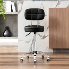 Arowyn Backed Adjustable Height Lab Stool with Wheels