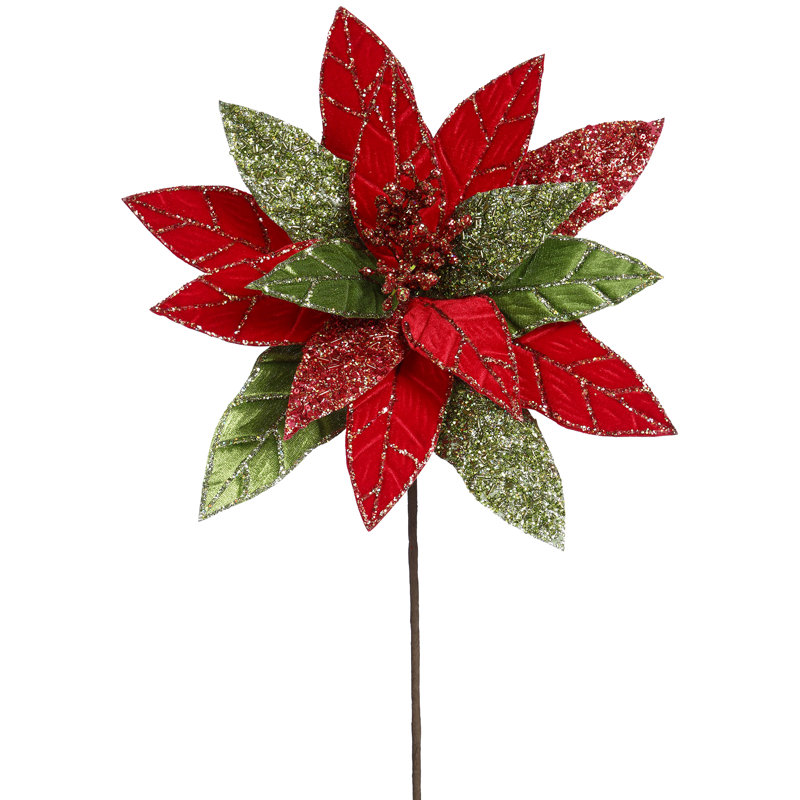 Poinsetta à paillettes - ensemble de 12 pouces