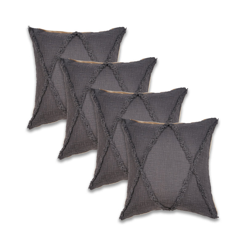 Housse de coussin 100% coton, Gris foncé, 20 po x 20 po