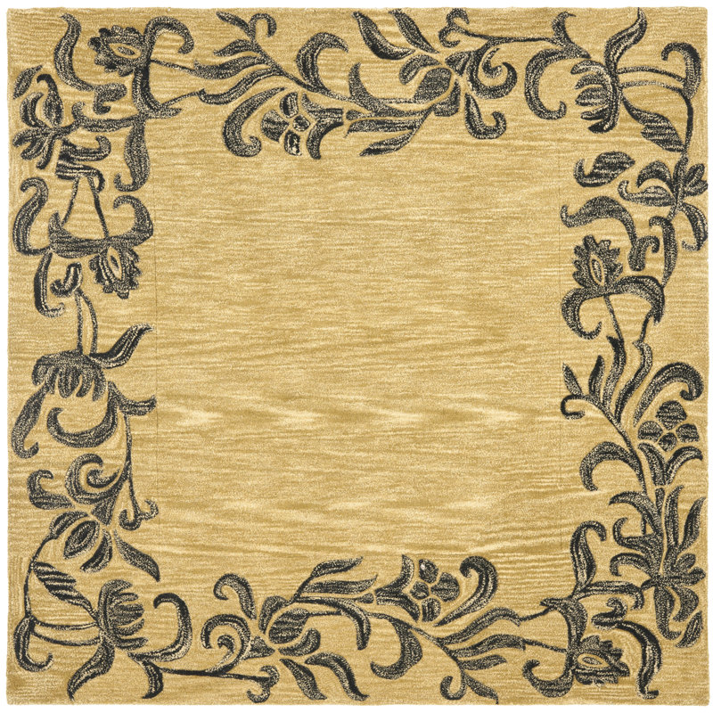 Candelo Soho Hand Tufted Wool And Viscose Floral Rug, Square 6'