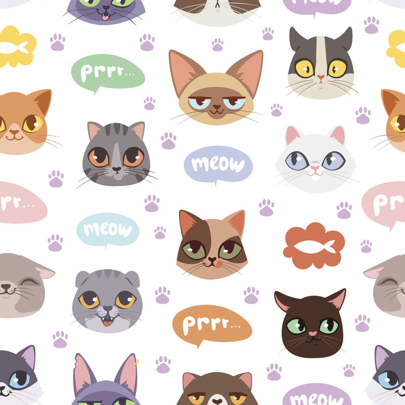 Hipster Cats by VectorMoon - Wrapped Canvas Print, 30cm H x 30cm W x 3.8 cm D