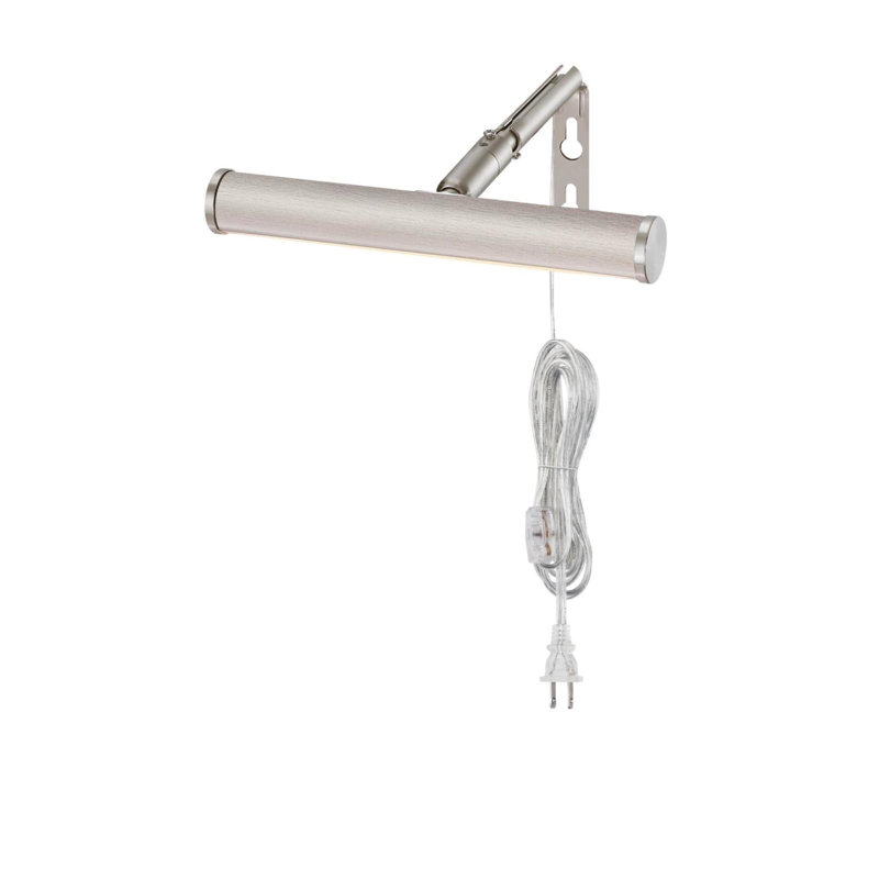 Applique murale à DEL 1 lumière à brancher, Nickel brossé, H 3,5 po x l 7,5 po x P 8 po