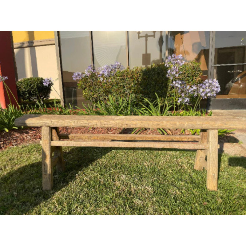 Banc en bois massif Hajri, Gris, H 20 po x l 49 po x P 7 po
