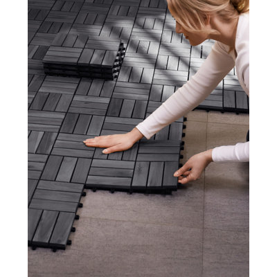 30cm L x 30cm W FSC® Certified Acacia Wood Interlocking Deck Tile