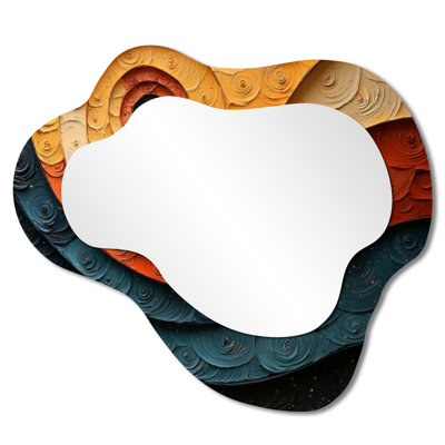 Geometric Eclipse Of Biomorphism Galaxy I - Abstract Spirals Irregular Asymmetrical Mirror, Modern Wall Mirror, Printed on Metal