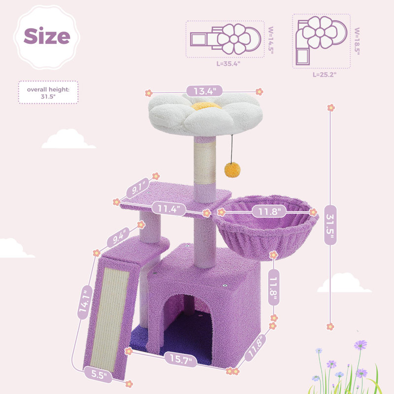 Arbre à chat d'intérieur compact, Mauve