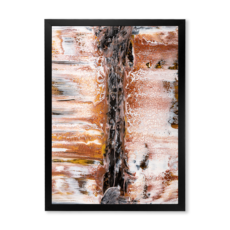 «Brown White and Black Flowing Foam Marble III», peinture sur toile encadrée, H 32 po x l 16 po x P 1 po
