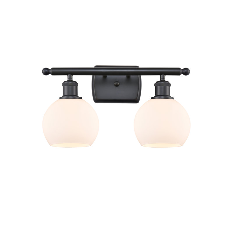 Éclairage pour meuble-lavabo en laiton antique à 2 lumières Almatine, Blanc mat, Incandescente, Noir mat