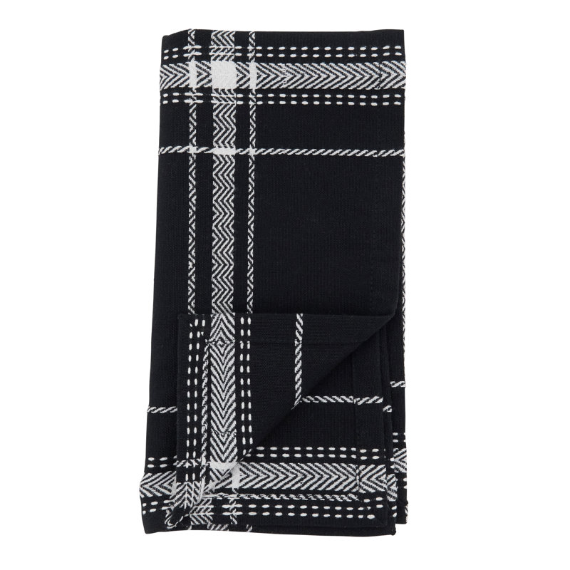 Black and White Cotton Plaid Table Napkins Set of 4