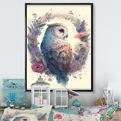 «Cute Owls Floral III», impression sur toile