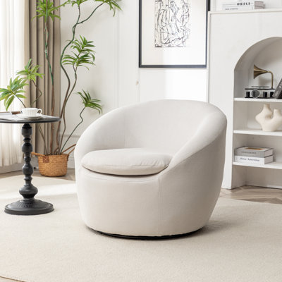 Fauteuil demi-tonneau moderne en tissu Teddy Boucle