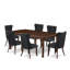 61594157A8054B7080620AFF30A83B00 Ensemble 7 pièces de coin-repas comprenant une table de salle à manger rectangulaire avec rallonge amovible et 6 chaises rembourrées, acajou-1694624579-1694624588