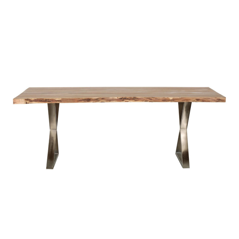 70 po Table de salle à manger en bois et en métal, table rectangulaire à revêtement résistant à l'eau