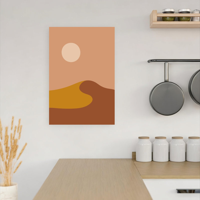 «Warm Desert Sun», impression de paysage abstrait de montagne moderne minimaliste, 18" H x 12" W