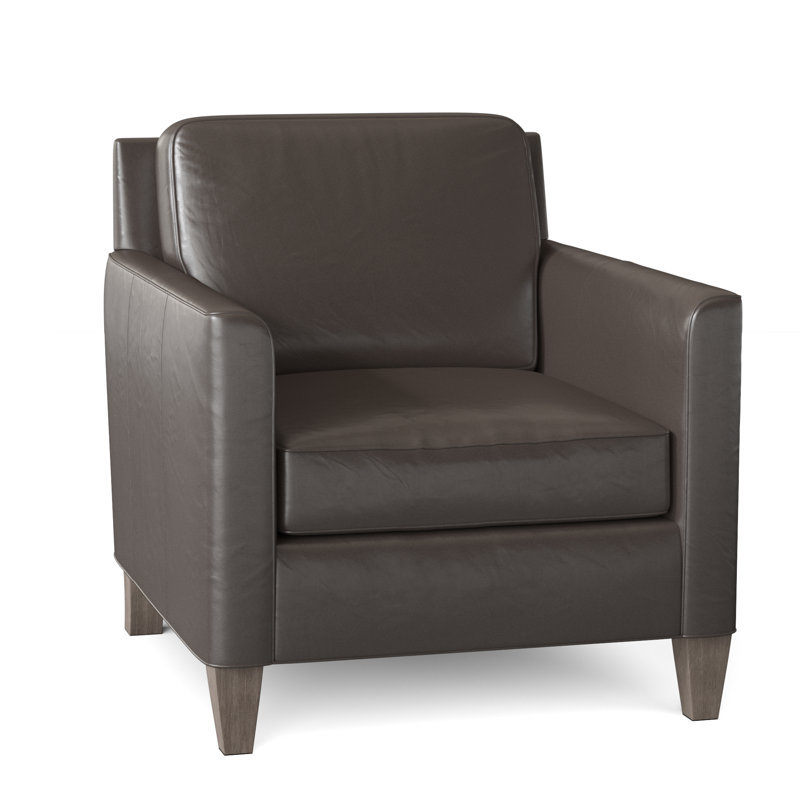 Yorba Leather Armchair, Empyrean Tweed Genuine Leather, Stone