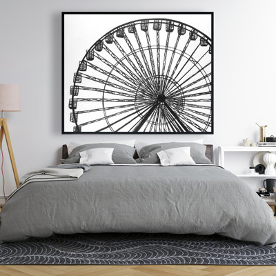 Monochrome Ferris Wheel | Framed Canvas Home Decor Art