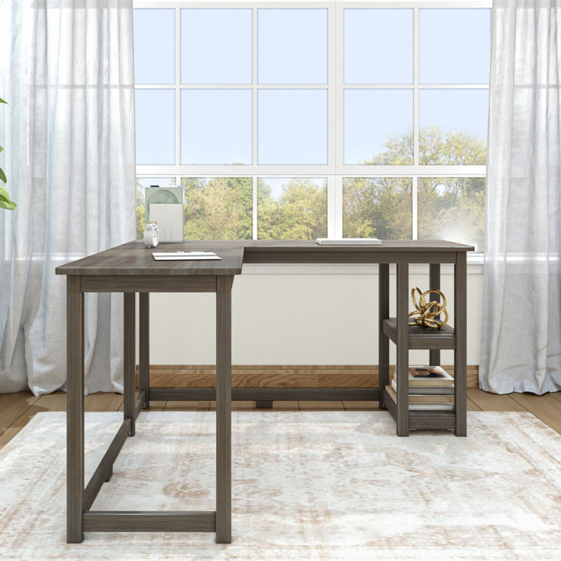 Peytin Corner Desk W/ Shelves, Clay