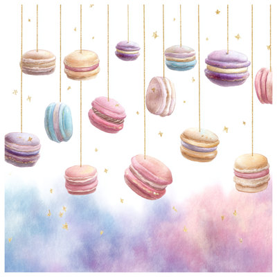 Tapisserie murale suspendue Macarons avec étoiles - décoration murale Macarons