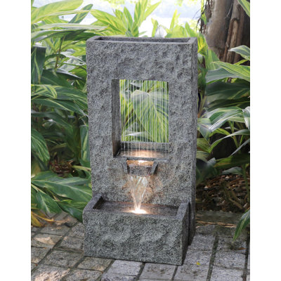 Handcrafted Outdoor Waterfall Fountain with Lights