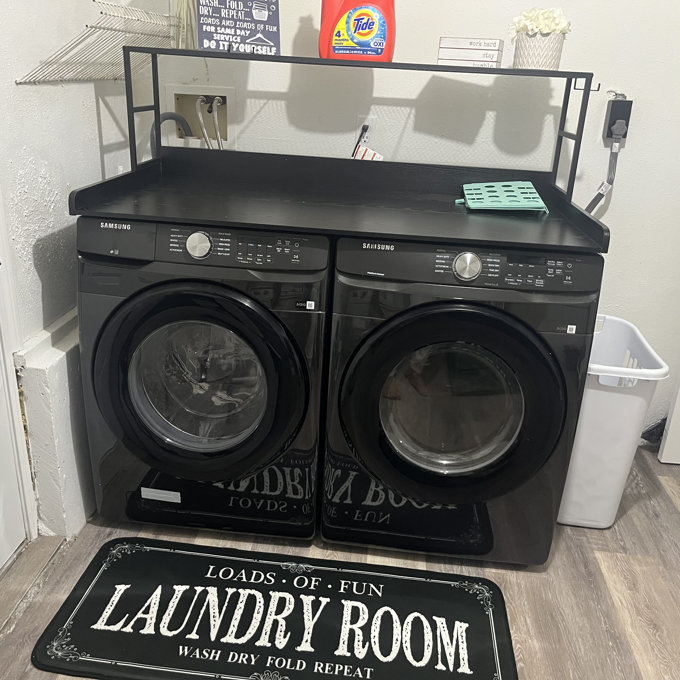 Upgraded 2-Tier Washer And Dryer Countertop With Power Outlet,54" 2 Tier White