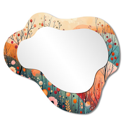 Pastel Colours Of Desert Blossom Landscape I - Botanicals Cloud Decorative Wall Mirror, Modern Vanity Mirror, Printed on Metal