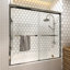 Porte de douche coulissante double encadrée en chrome avec poignées doubles et verre transparent de 50 à 54 po x H 72 po-59250625-133996907