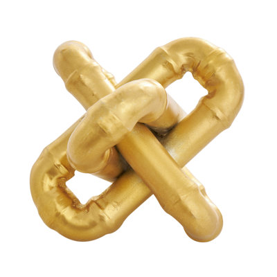 Metal Chain Link Jack Geometric Decorative Sculpture with Dimensional Ridges