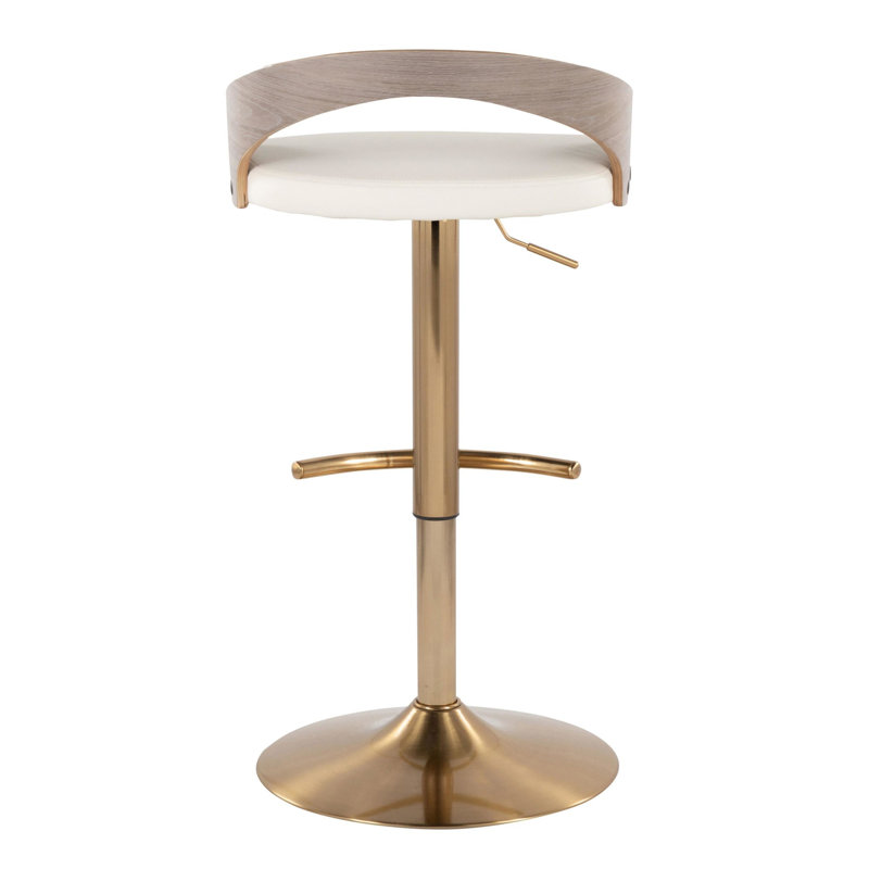 Tabouret de bar réglable avec pivot, Or / Gris