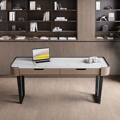 Granite slab desk Home office computer desk