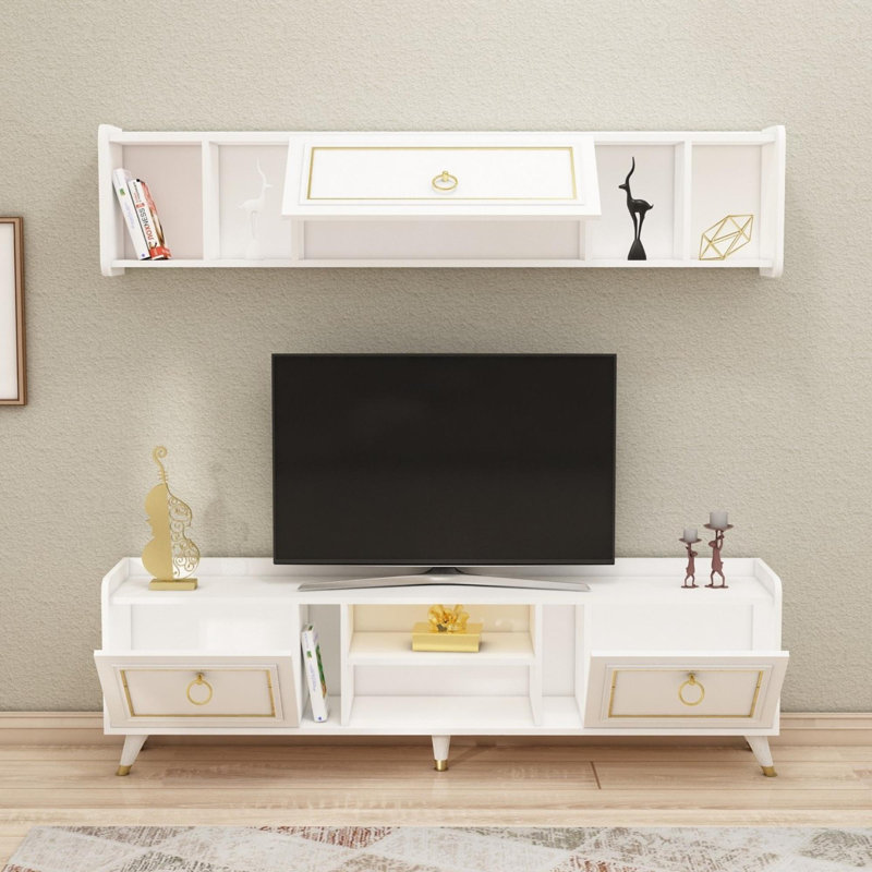 Unité de TV, Blanc / Doré