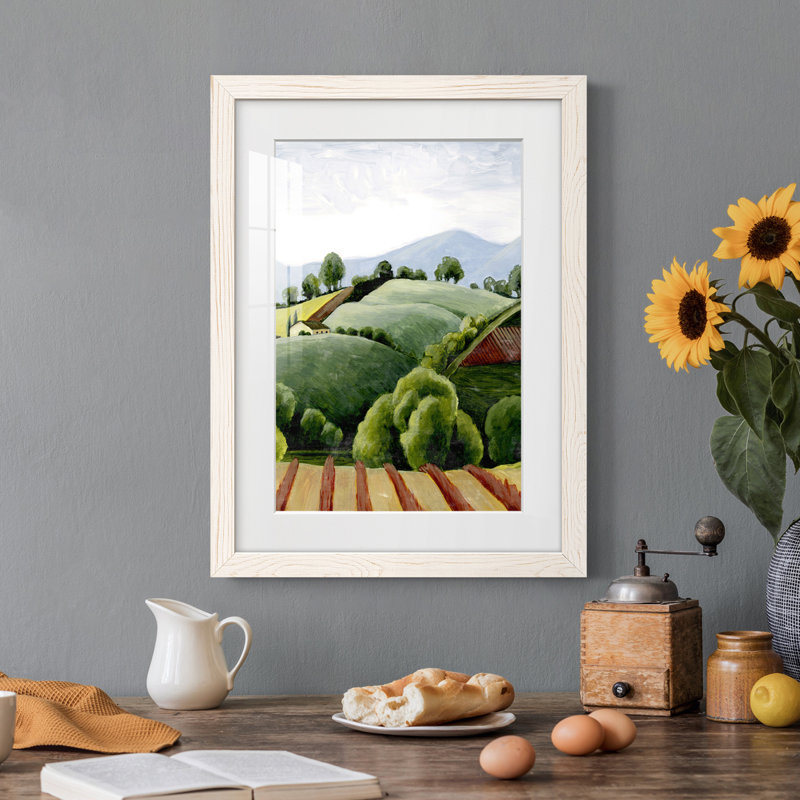 Tuscan Valley S croquis I encadré mat - prêt à accrocher, H 37,5 po x l 27,5 po x P 1 po, Cadre blanc
