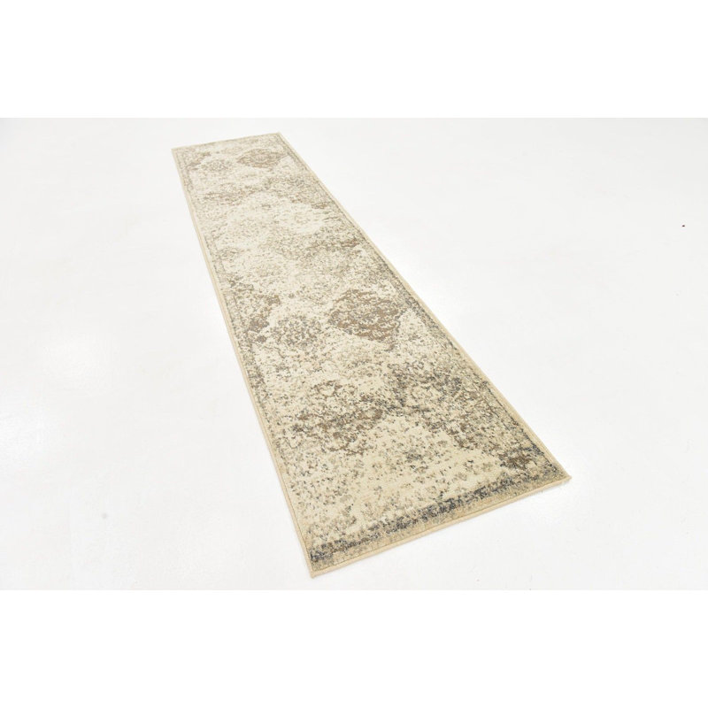 Tapis à motif géométrique brun / gris / brun clair Wilhoit, Tapis de couloir beige