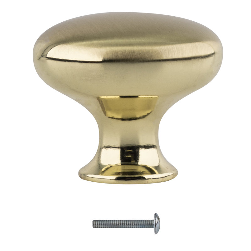 Brixwell BXD358O74 Bouton d'armoire rond transitionnel pour quincaillerie de cuisine et d'armoire - Laiton brossé de 1 3/16 po de diamètre
