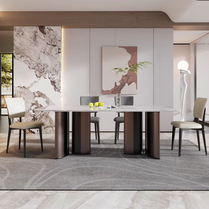 Rectangular marble dining table, 29.53"H x 78.74"L x 39.37"W