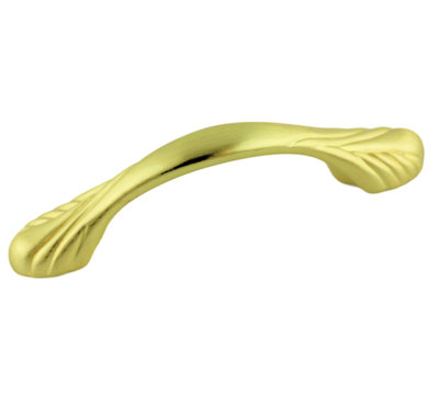 3" Natural Elegance Leaf Pull Satin Brass
