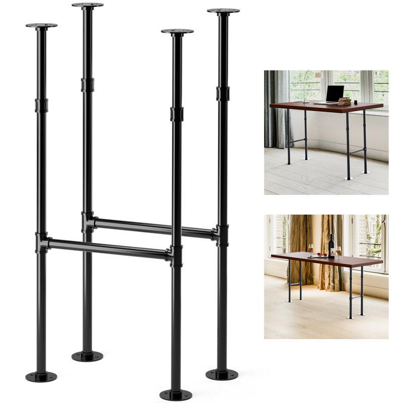 Aadirath Glossy Black Metal Table Legs, 38" H x 19" W x 1" D
