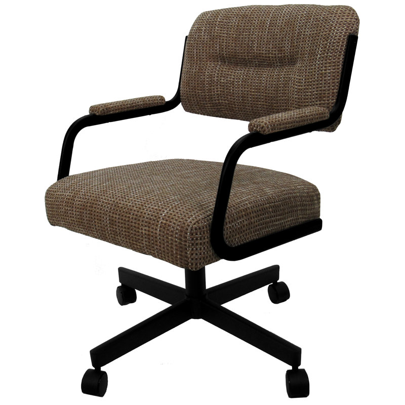 Chaise avec accoudoirs en métal Craner, À damier, Noir