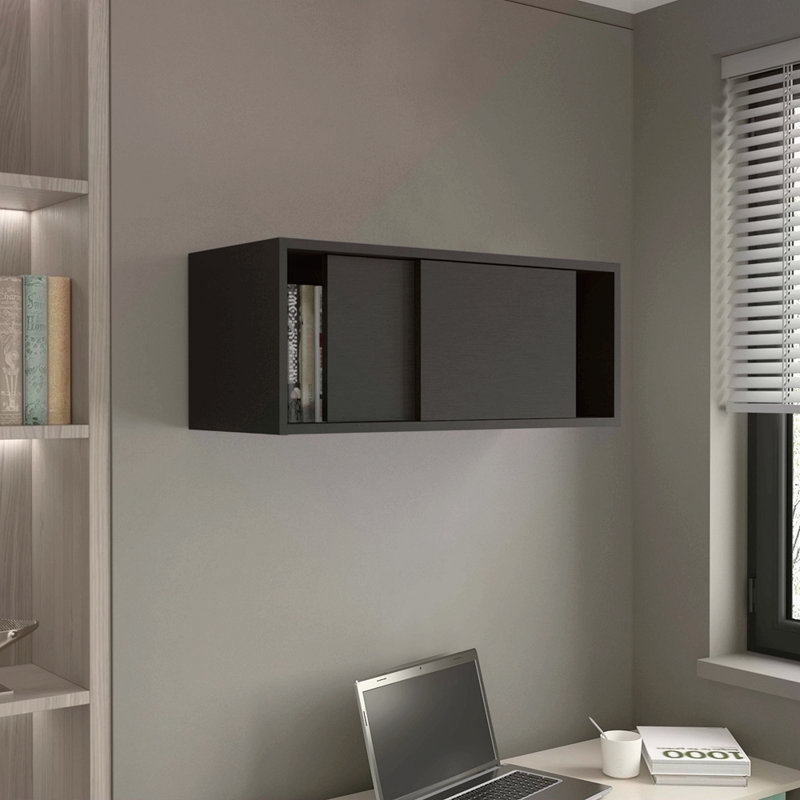 Armoire murale H 13 po, 2 portes coulissantes, 1 tablette, Noir