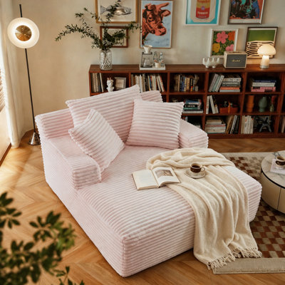Chaise longue surdimensionnée en chenille de 67 po à assise profonde et nuage avec coussins, canapé de lecture moderne pour le salon