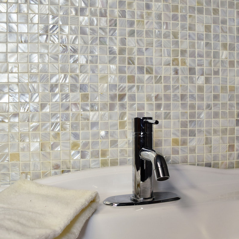 Conchella Square White 12" x 12" Natural Shell Mosaic Tile