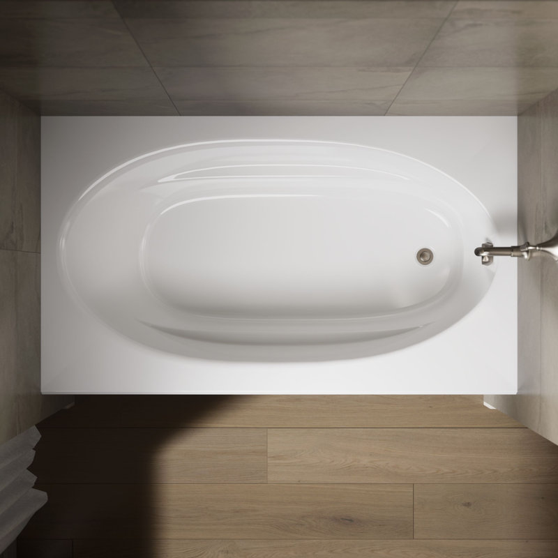 Windward 72" x 42" Alcove Soaking Acrylic Bathtub, White, Right