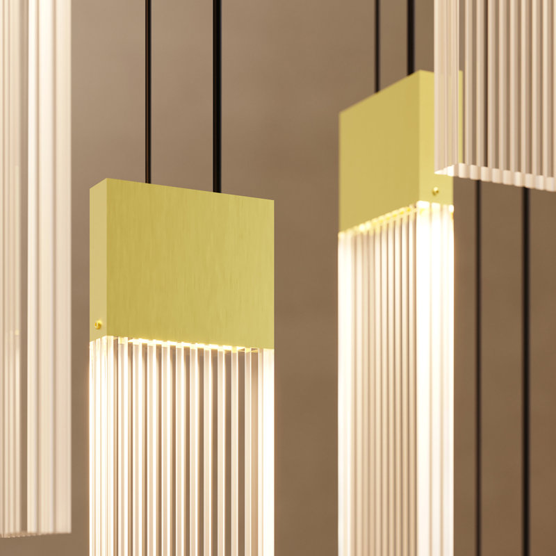 V Panels 6 - Light LED Pendant, Brass