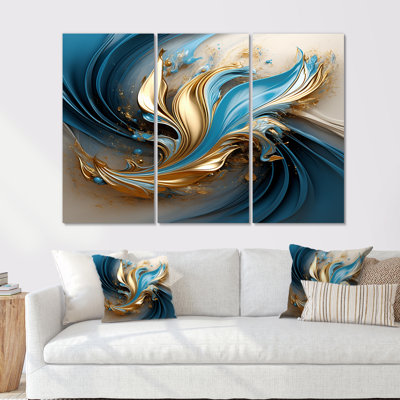 «Blossoming Tide Turquoise Bliss - Waves», ensemble de reproduction d'art mural