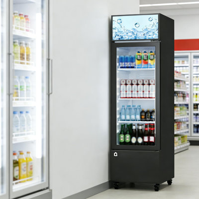 Glass Door Commercial Beverage Refrigerator with , Adjustable Shelves, Energy-Saving Upright Cooler