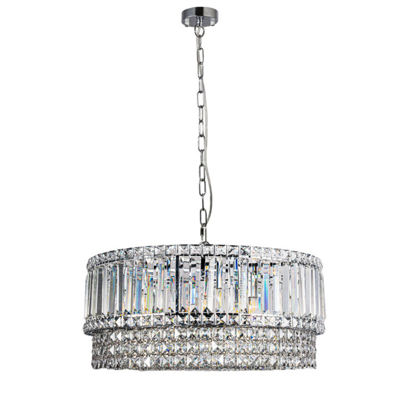 9 - Light Crystal Chandelier, Polished Chrome, Polished Chrome