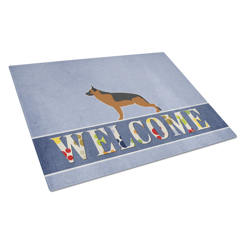 Planche à découper allemand en verre à caroline berger Welcome Dog
