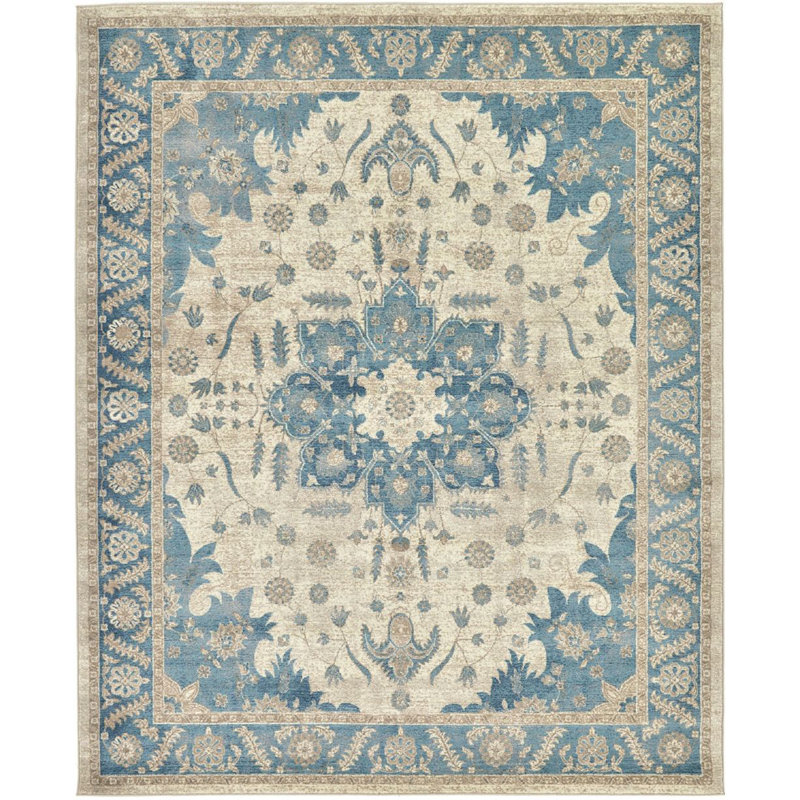 Tapis oriental bleu / beige Linz, Rectangle 10 pi x 13 pi